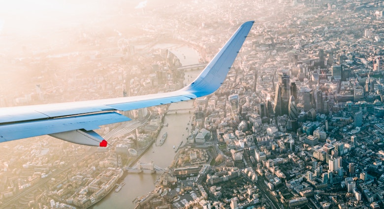 A view of central London from a commercial airliner, with the Thames, Tower Bridge and the towers of the City of London in view.
1450643258
Flying high over London - stock photo
A view of central London from a commercial airliner, with the Thames, Tower Bridge and the towers of the City of London in view.